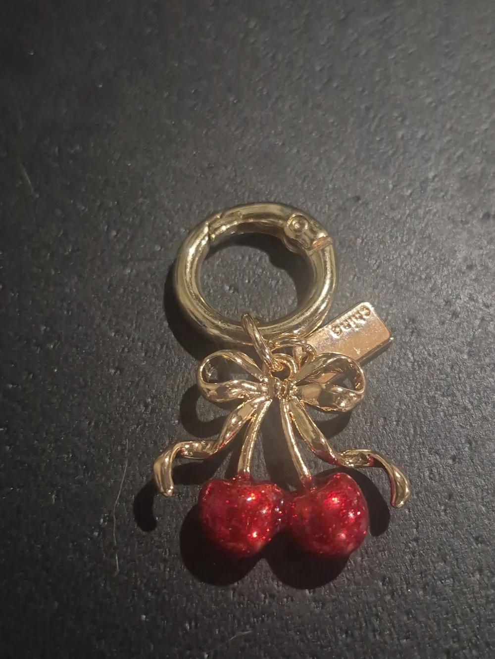 Coach Repurposed Mini Gold-Tone Bow & Red Glitter Cherry Key Charm